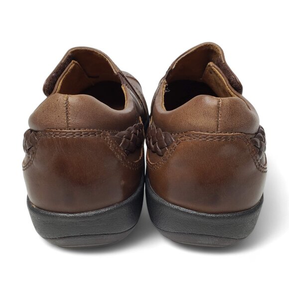 Aetrex Karina Leather Loafers Women's Monk Strap Engraved Button Brown Shoe 7 - Picture 5 of 11